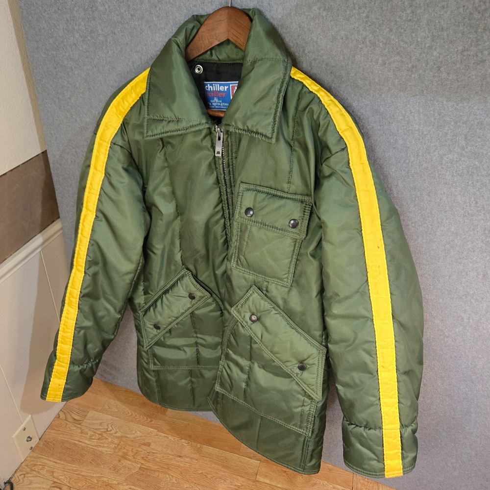 Vintage Chiller Killer Saftbak green camping Hunting Jacket Made in USA Size XL?